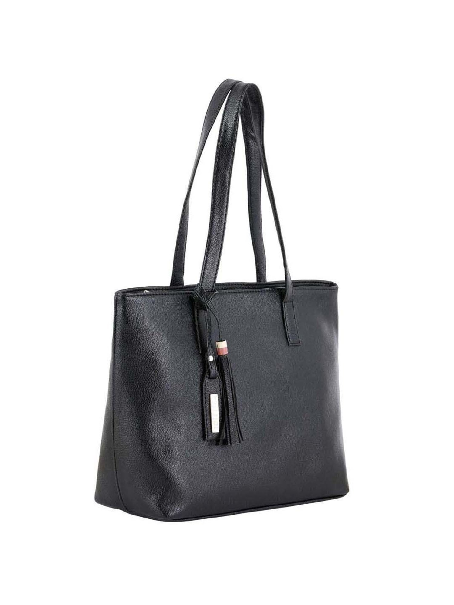 Toteteca Black Solid Medium Tote Handbag