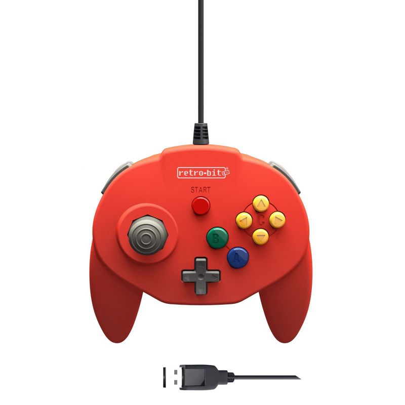 Retro-Bit Tribute64 Controller - USB Port Compatible with PC, MAC, Steam, and Nintendo Switch, Red