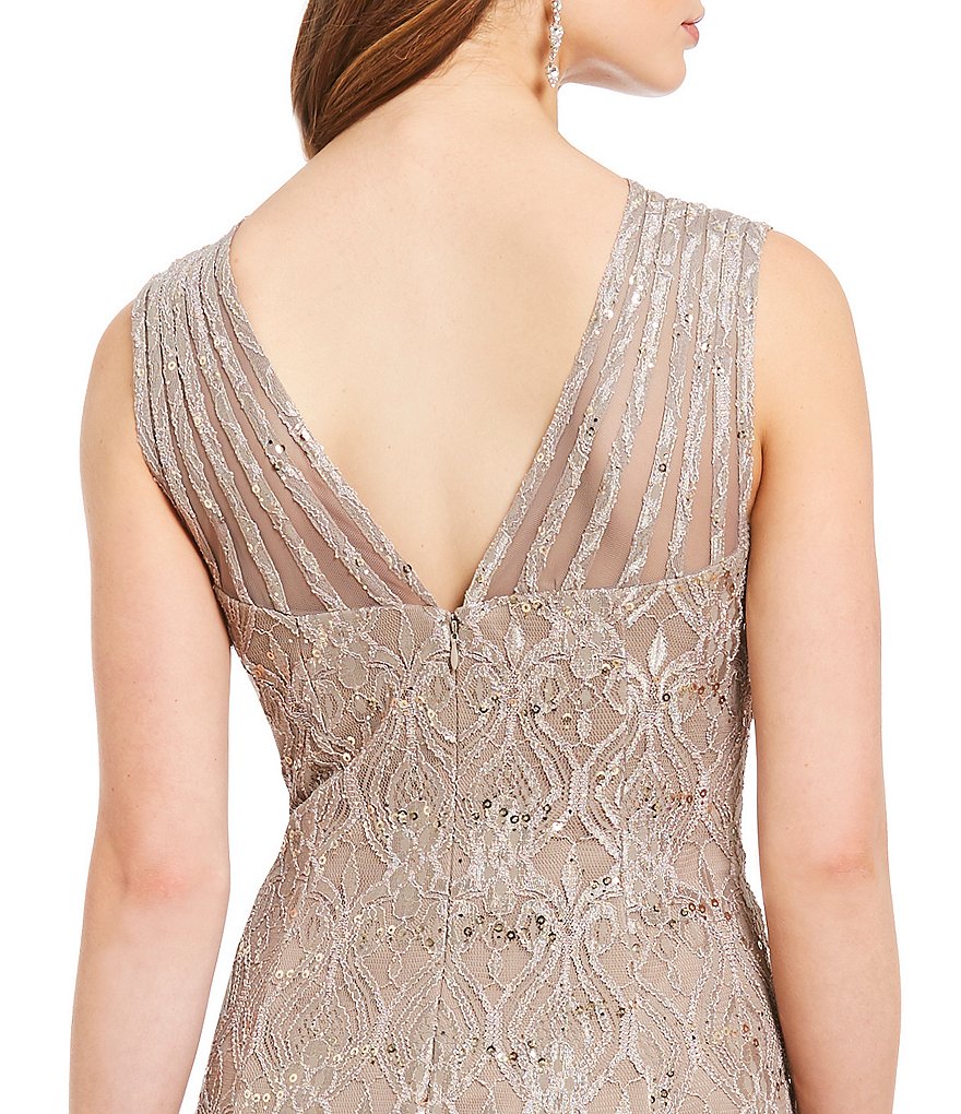 R & M Richards Petite Size Sleeveless Lace Mermaid Dress