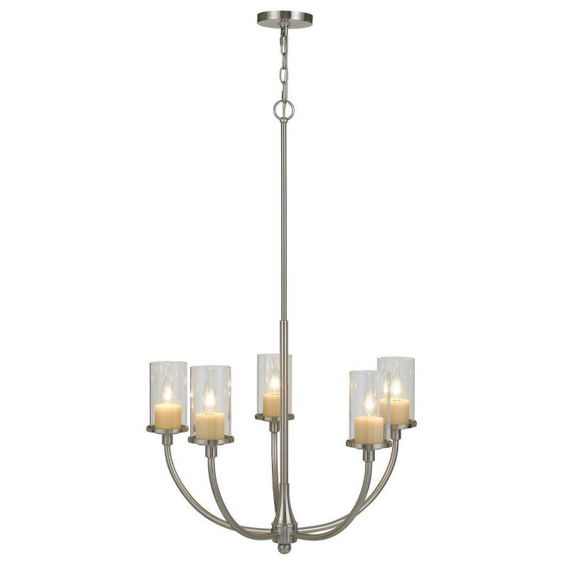 26.5" x 26.5" x 41.5" Metal Chandelier with Glass Shade Brushed Steel - Cal Lighting