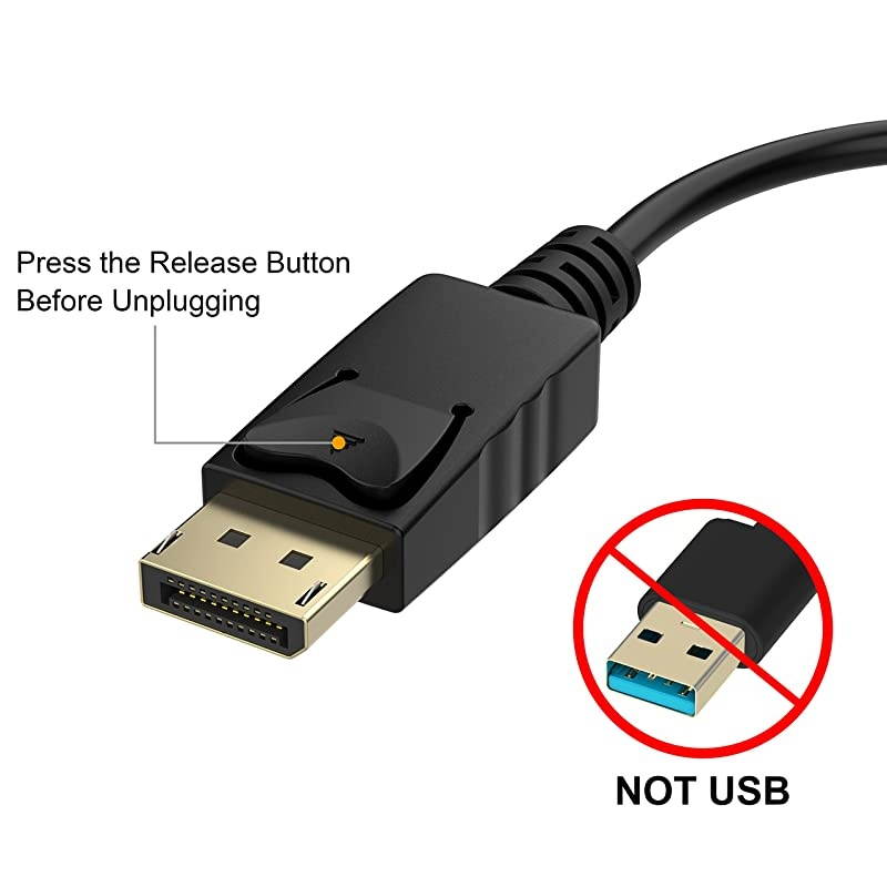 DisplayPort DP to VGA Adapter GoldPlated Display Port to VGA Adapter Male to Female Compatible with Computer Desktop Laptop PC Monitor Projector HDTV Black