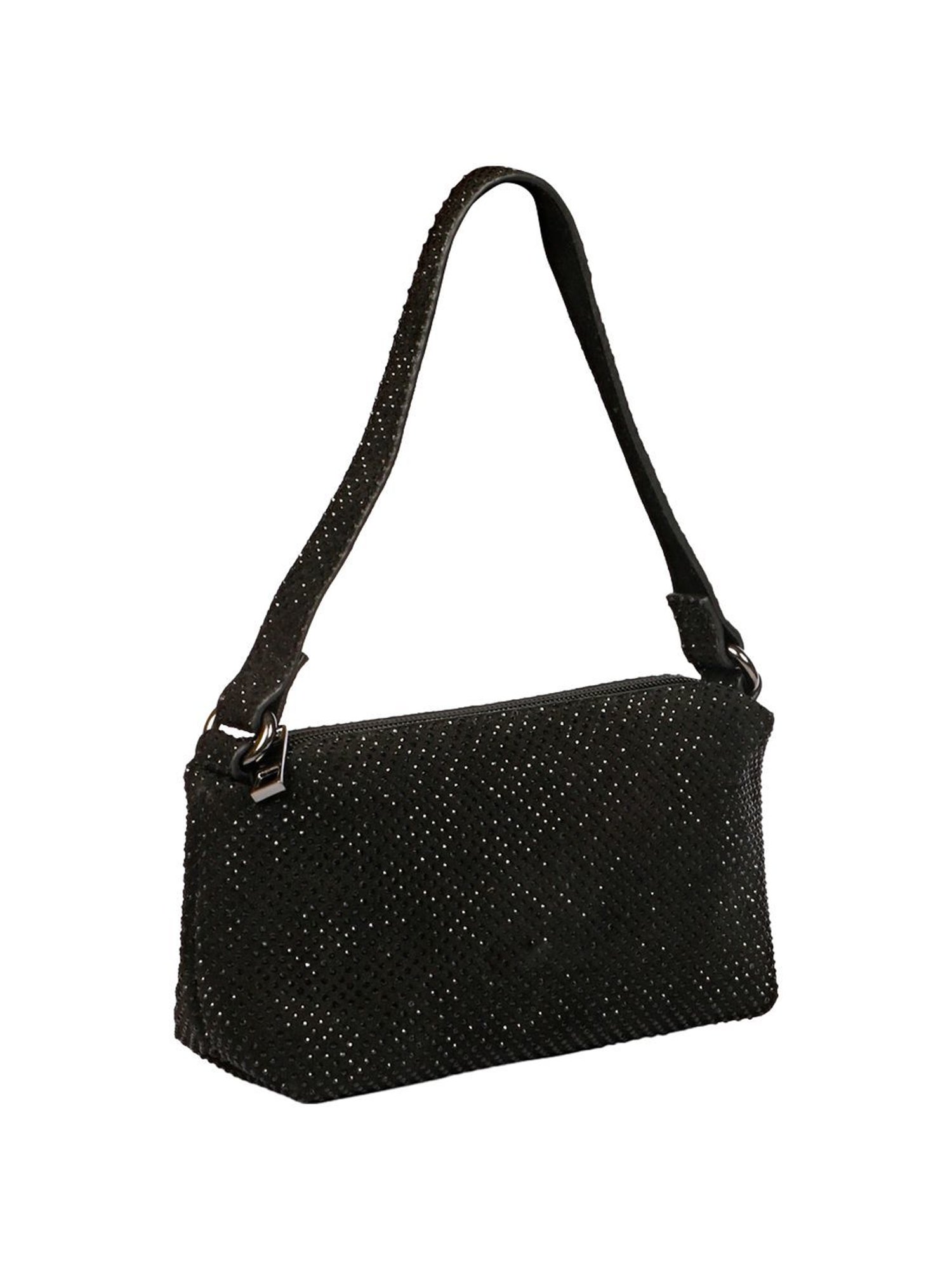 Saint G Black Embellished Medium Shoulder Handbag