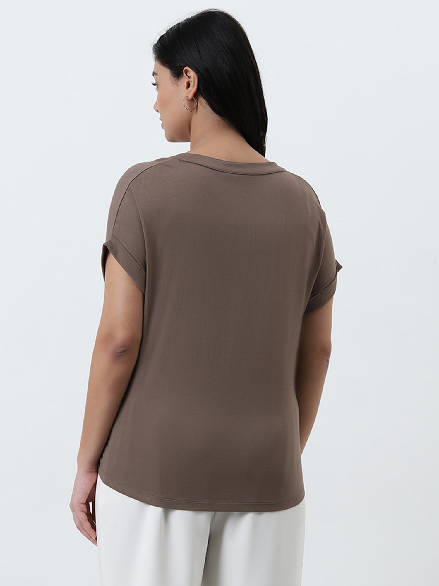 Gia by Westside Brown Dolman Sleeves Top