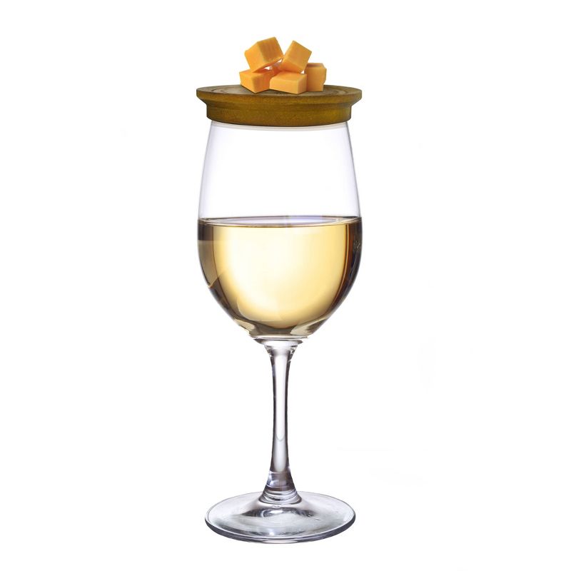 Epicureanist Set of 4 Wooden Wine Glass Appetizer Lids