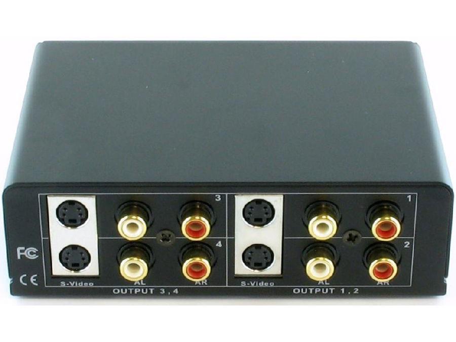 Shinybow 1x4 (1:4) 4-Way S-Video + Stereo Analog R/L Audio Splitter Distribution Amplifier SB-3716 by Shinybow