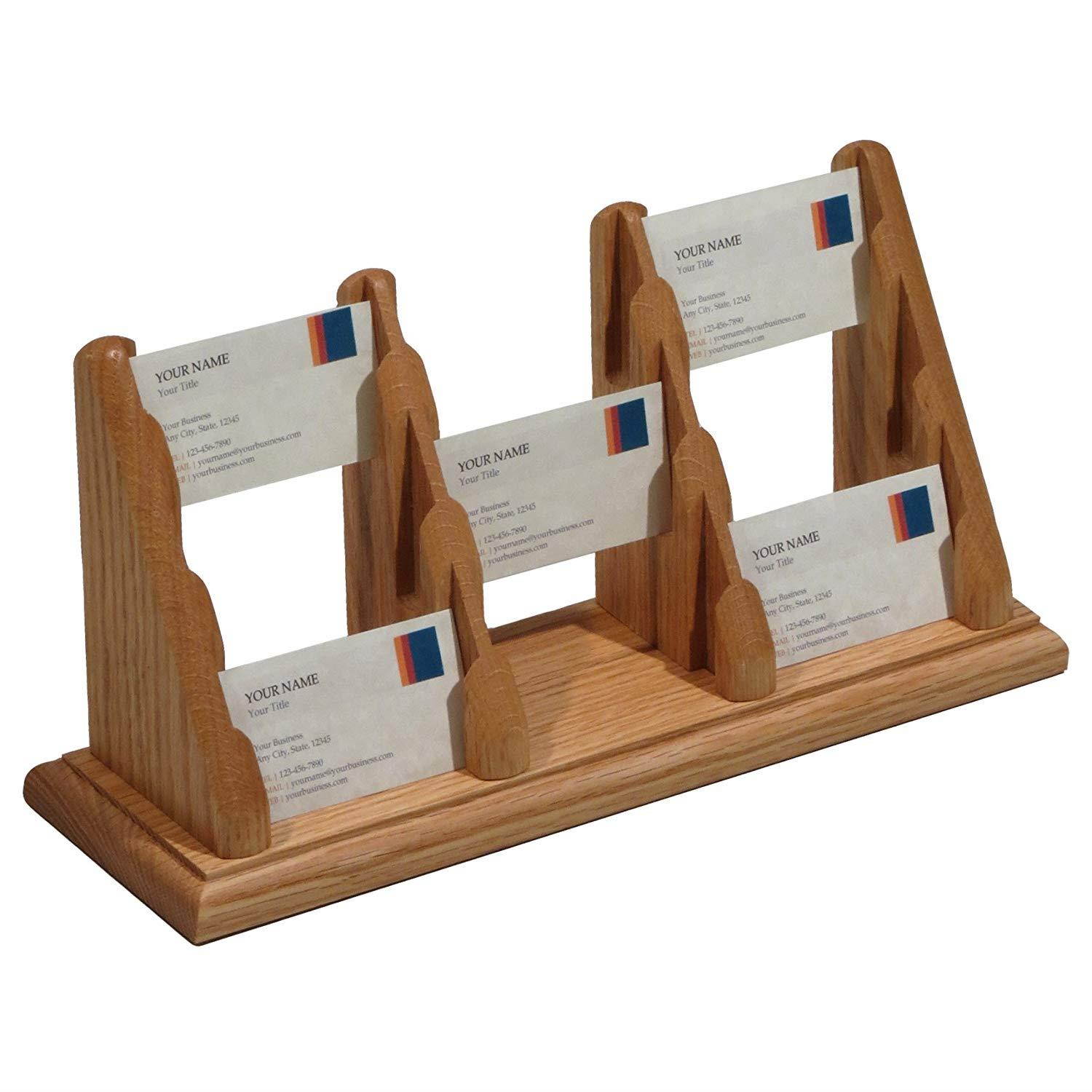 Wooden Mallet 6-Pocket Countertop Business Card Holder, Light Oak