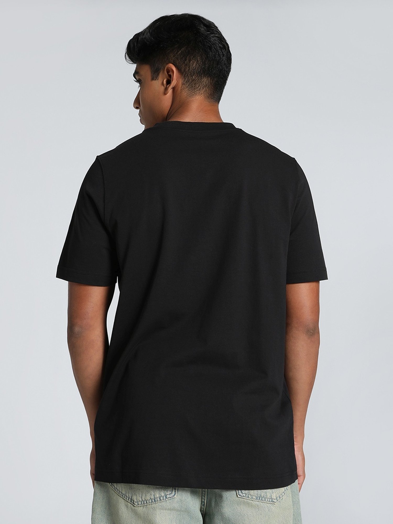 Puma Black Cotton Regular Fit Printed T-Shirt