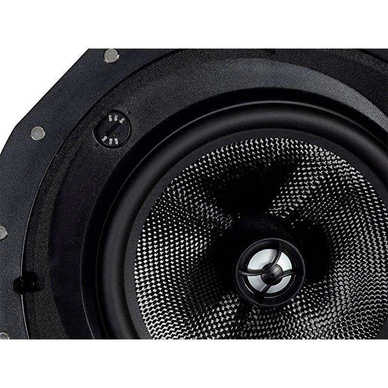 2-Way Carbon Fiber In-Ceiling Speakers - 8 Inch With 15 Degree Angled Drivers (Pair) - Alpha Series