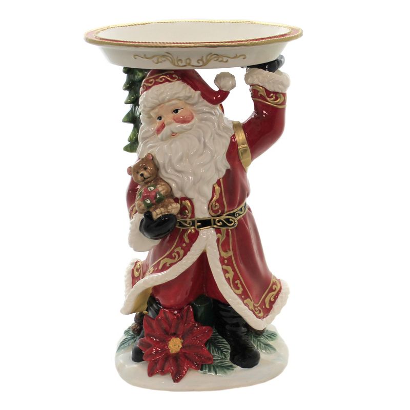 Tabletop 15.0" Santa Figurine With Plate Christmas Tree Poinsettia Cosmos Gifts Corp.  -  Serving Bowls