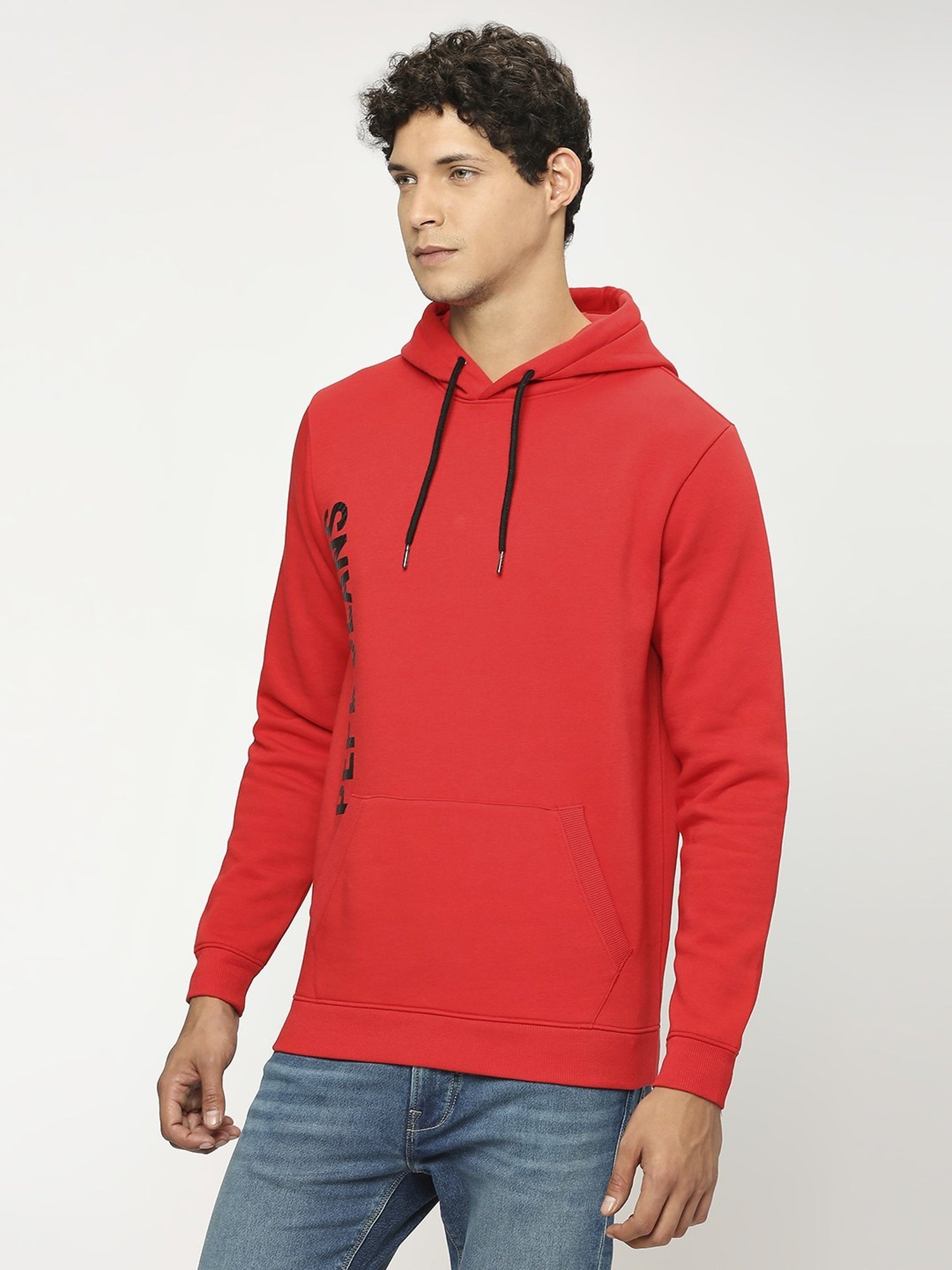Pepe Jeans Classic Red Regular Fit Printed Hooded Sweatshirt