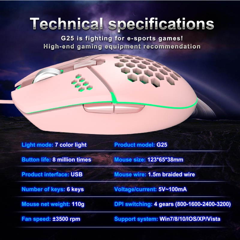 USB Wired Game Mouse Adjustable DPI Computer RGB Luminous Mice Macro Program Cable TV Bidding Mouse Fan Cooling For Laptop PC