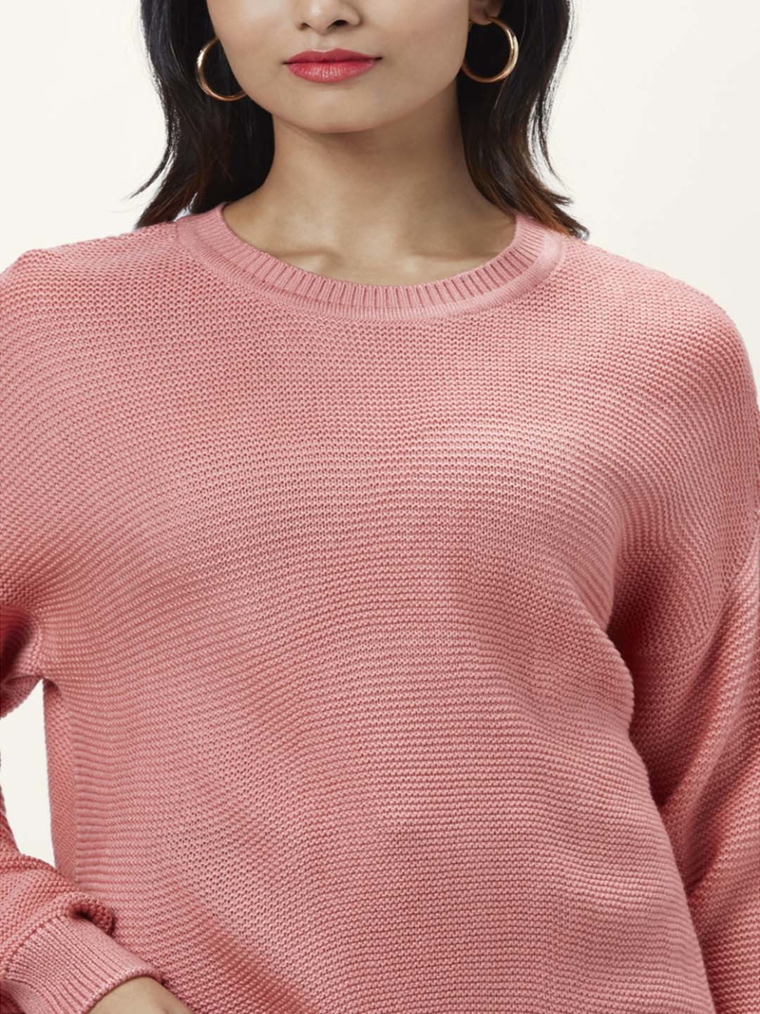 Honey by Pantaloons Pink Self Pattern Sweater