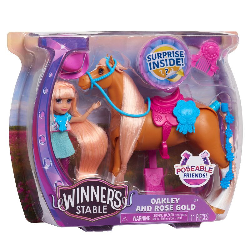 Winner's Stable Oakley & Rose Gold Doll & Horse Figure Set 11pc