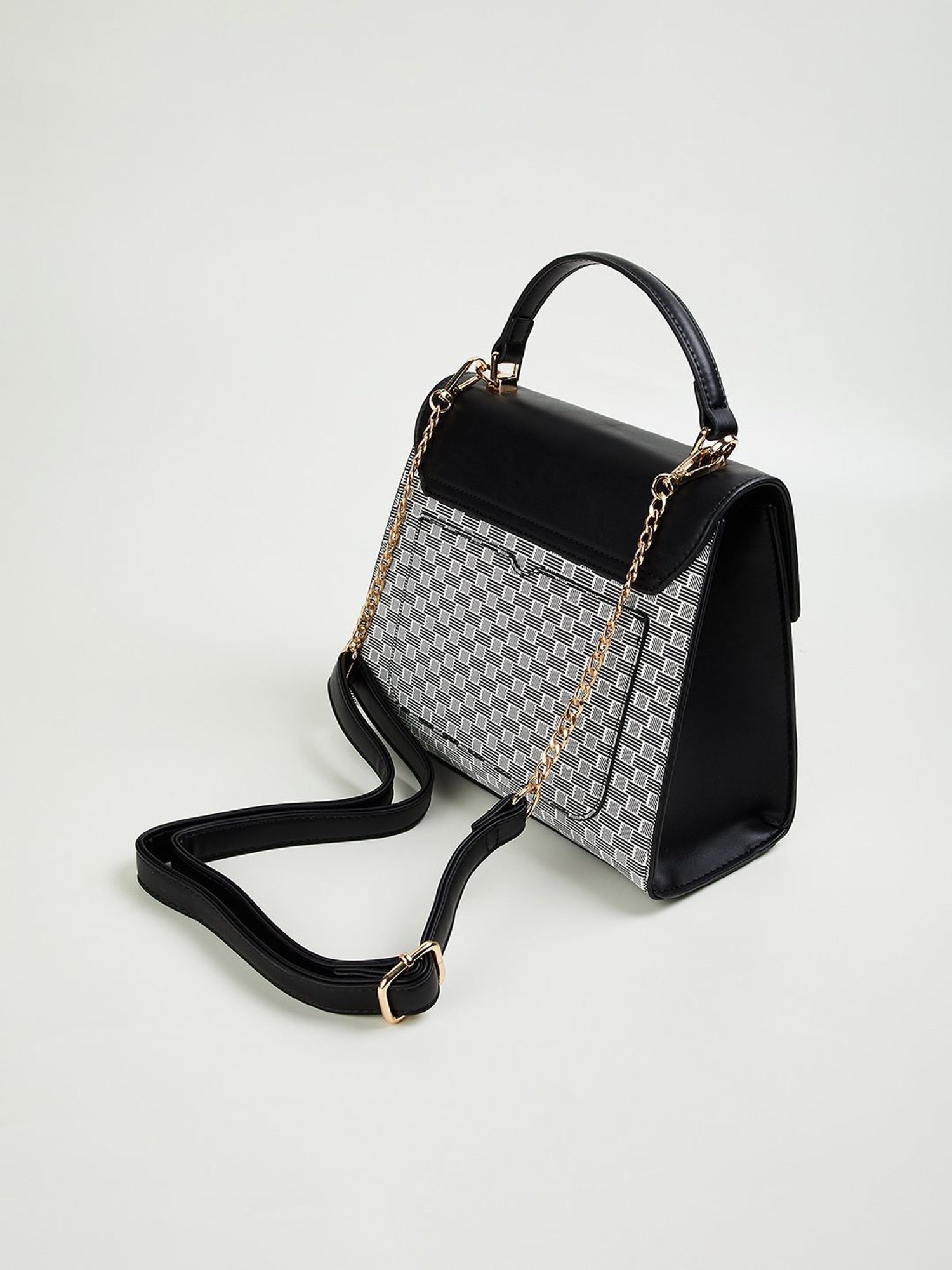Code by Lifestyle Black Geometric Satchel Handbag