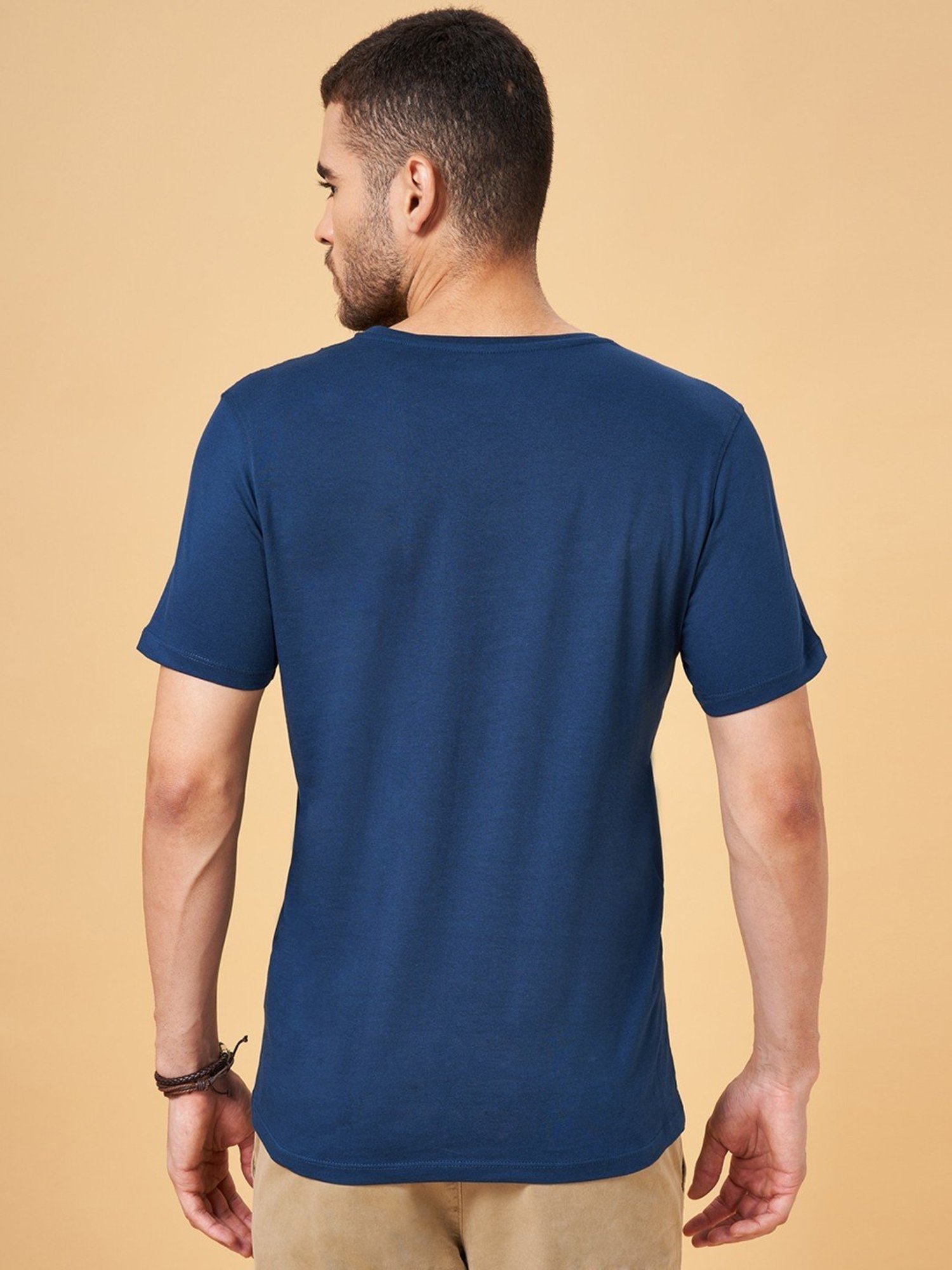 Urban Ranger by Pantaloons Light Navy Cotton Slim Fit Printed T-Shirt