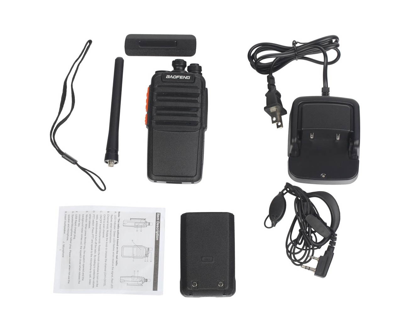 BAOFENG BF-C3 Single USB Cable Chargeable Handheld Walkie Talkie with 2800mAh Battery & Charger & Earphone