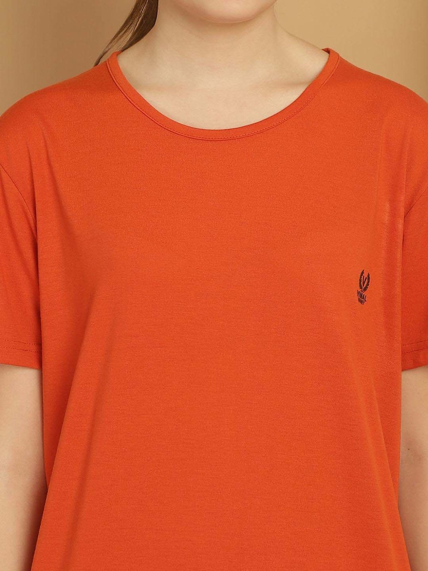 Vimal Jonney Orange Cotton Sports T-Shirt Track Pant Set