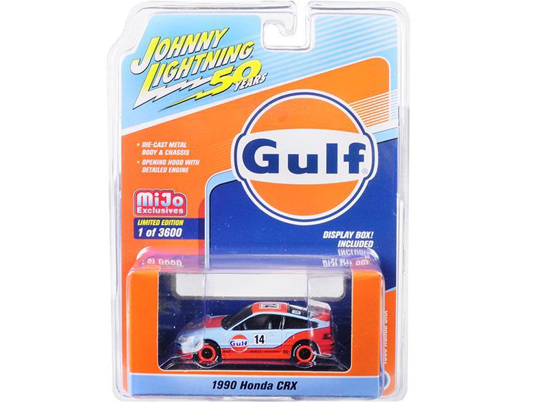 1990 Honda CRX #14 "Gulf Oil" Limited Edition to 3,600 pieces Worldwide 1/64 Diecast Model Car by Johnny Lightning