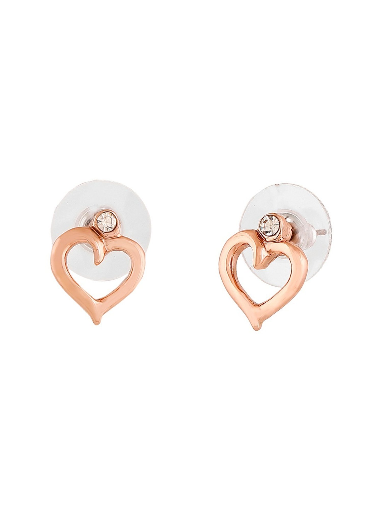 Estele Rose Gold-Plated Heart Shaped Stud Earrings