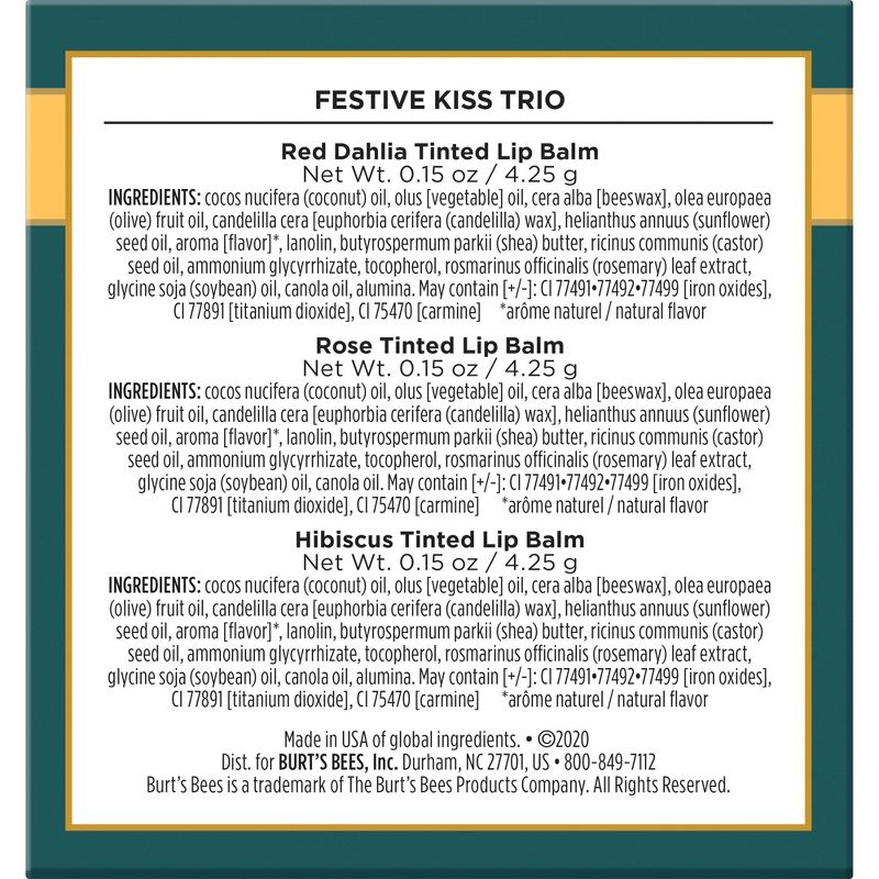 Burt's Bees Festive Kiss Trio Gift Set - 3ct/0.15oz each