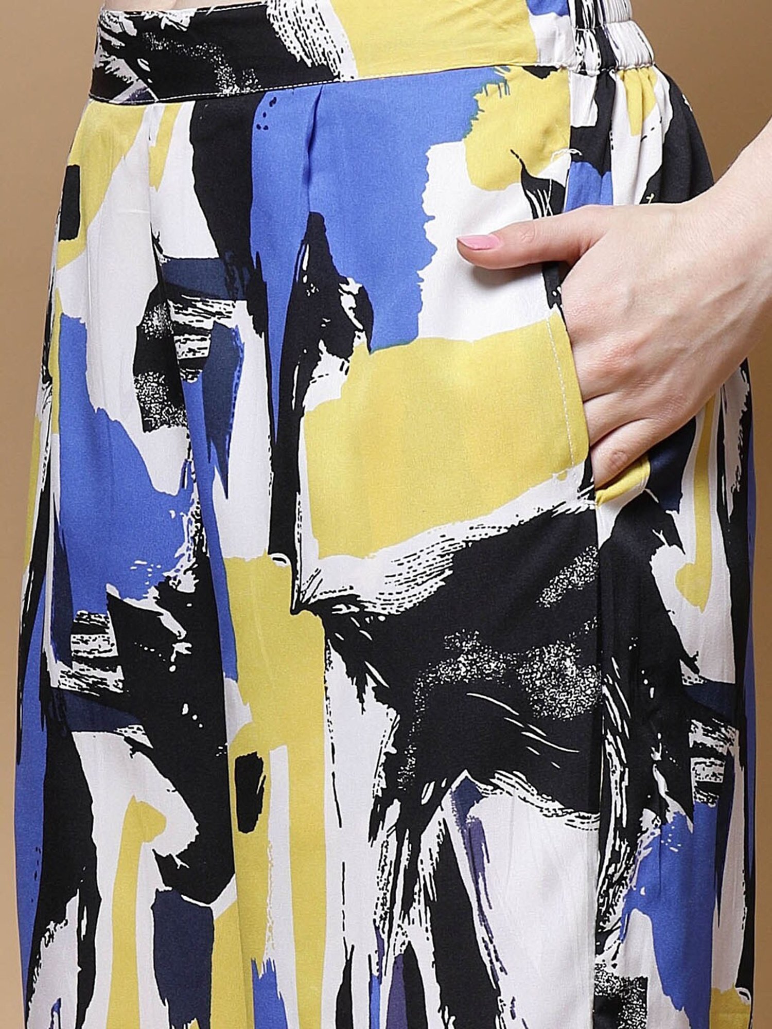 Melon by PlusS Multicolored Printed Shirt Pant Set With Waist Belt