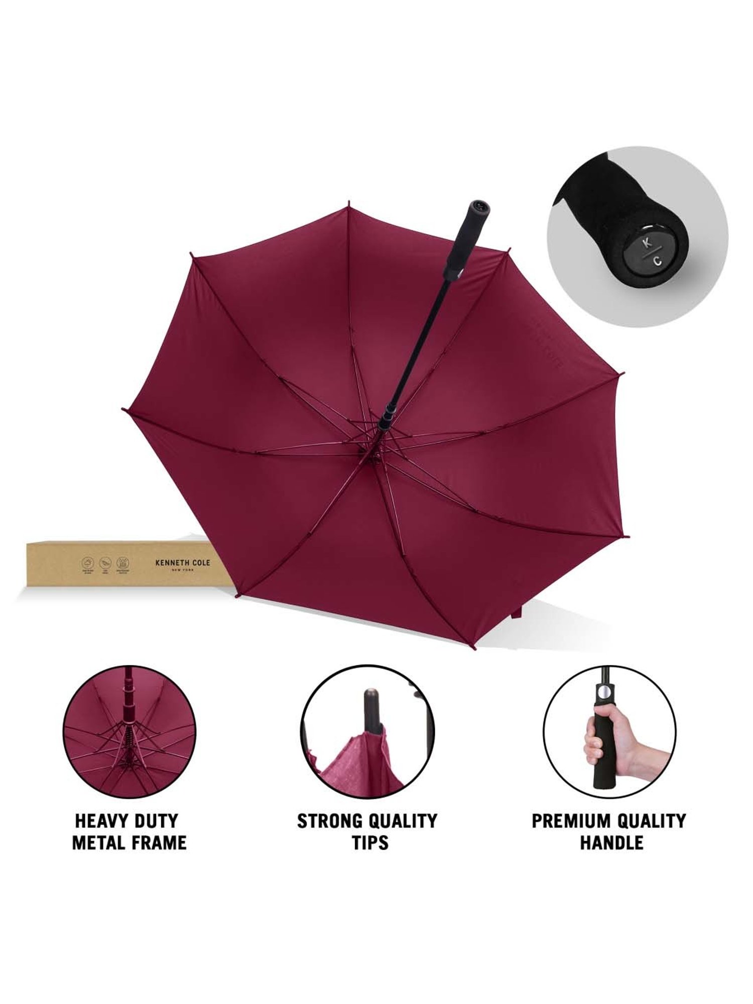 Kenneth Cole Maroon Logo Umbrella