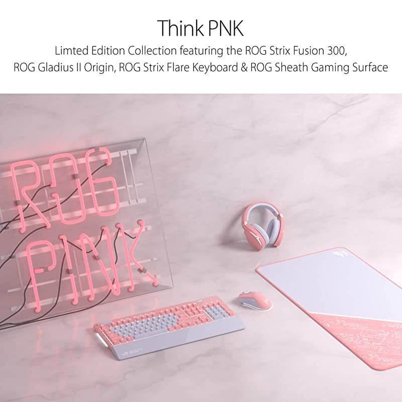 ROG Sheath PNK Limited Edition Extended Gaming Mouse Pad UltraSmooth Surface for PixelPrecise Mouse Control | Durable AntiFray Stitching | NonSlip Rubber Base | Light Portable