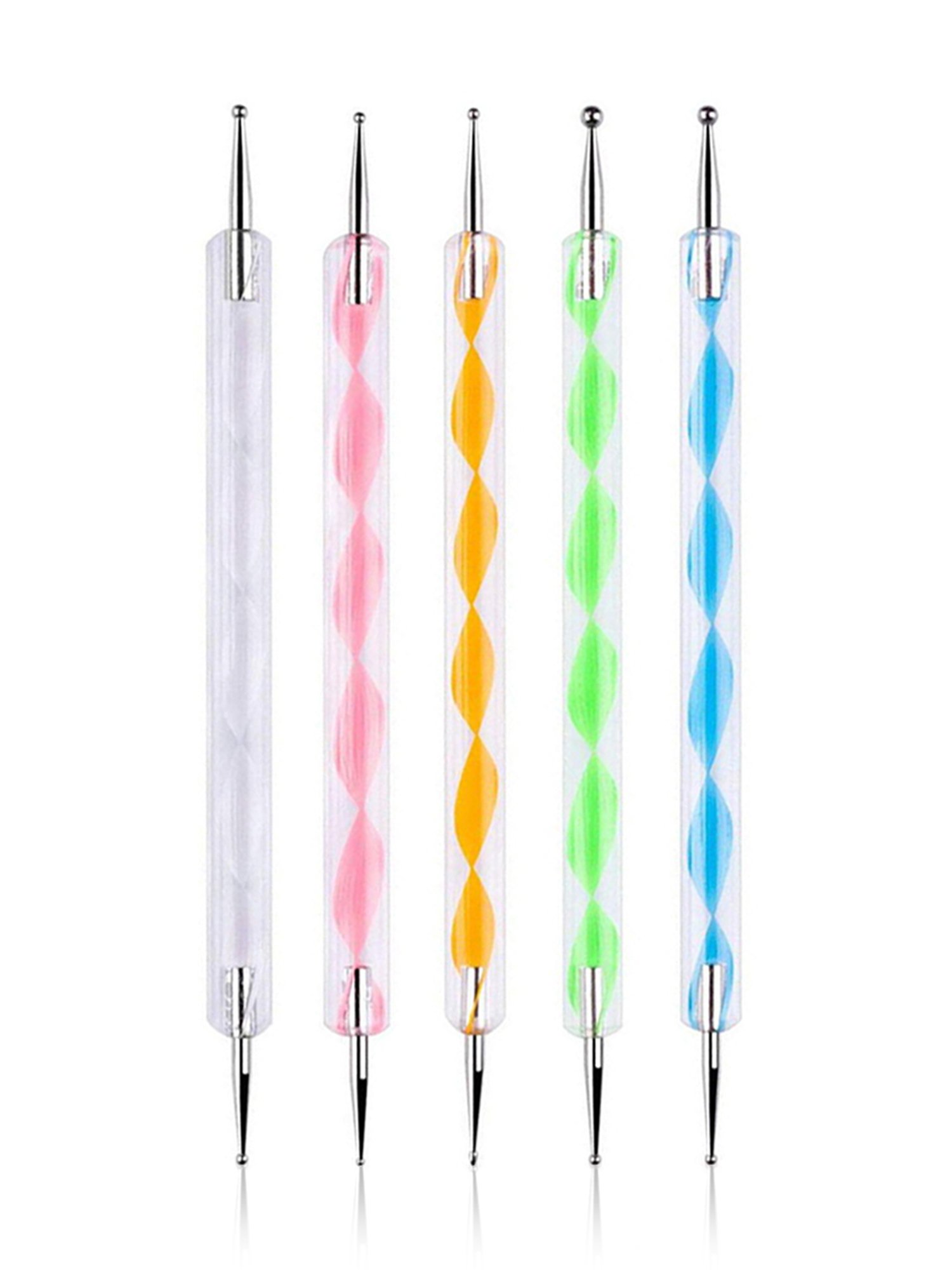 Bronson Professional Nail Art Kit Brush Set with Dotting Pen Dual Side Tool - 5 Pieces