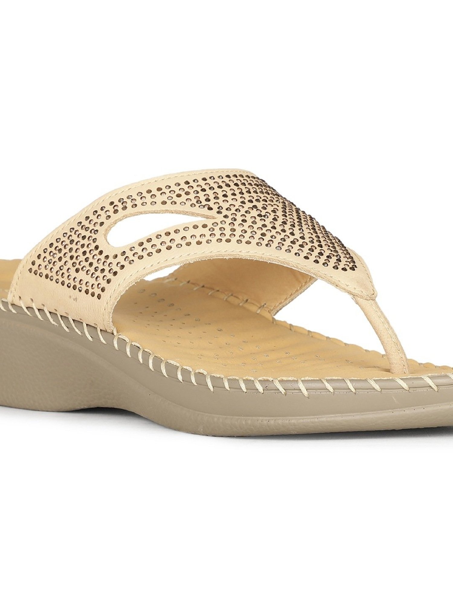 Scholl by Bata Women's Beige Thong Wedges
