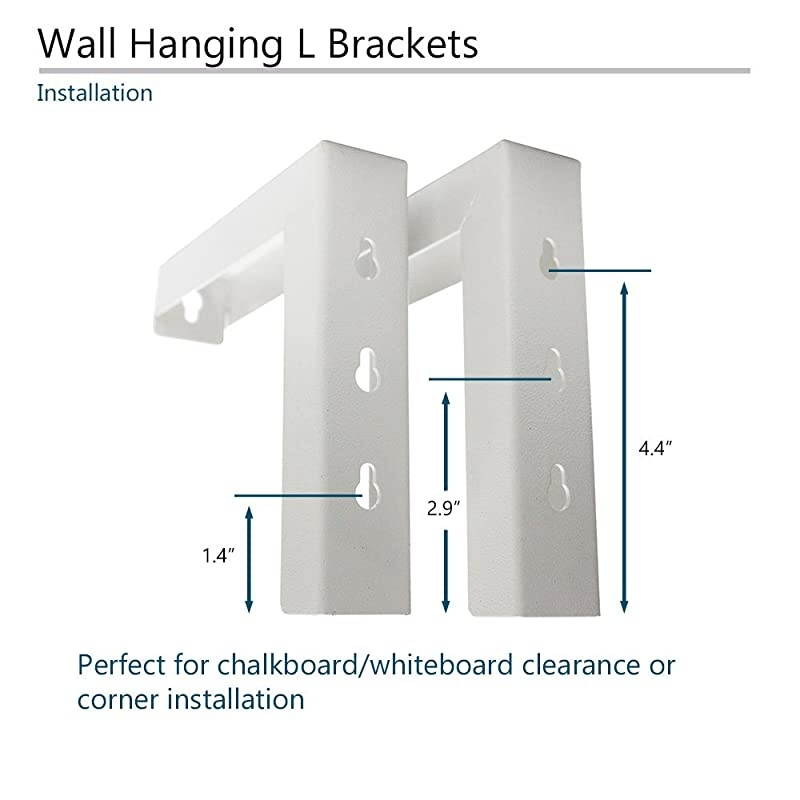 6quot White Universal Projector Screen LBrackets Single Metal Welded Construction Wall or Ceiling Mount Includes Hooks and Hardware Model ZVMAXLB6W