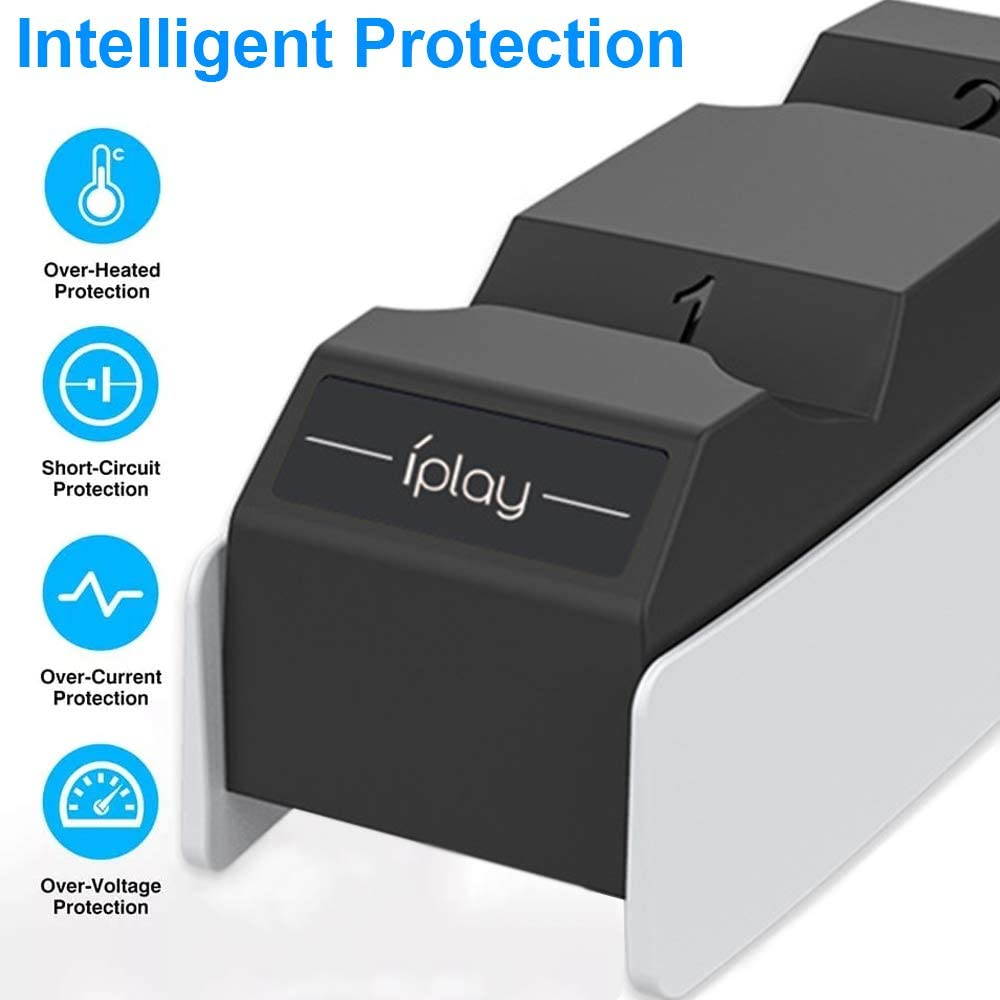 PS5 Controller Charger Station, Fast Dual Controller Docking Station Charging Dock Stand with USB Type C Charge Cable for Sony Playstation 5 Controllers DualSense