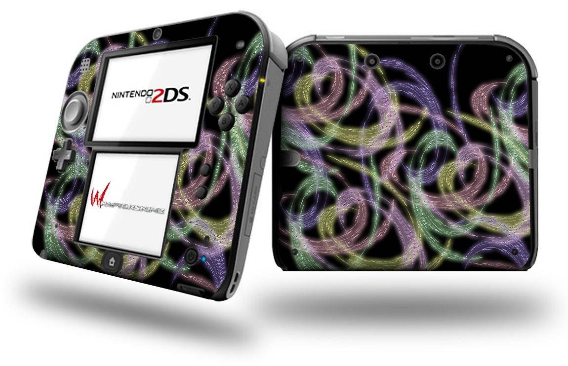 Neon Swoosh on Black - Decal Style Vinyl Skin fits Nintendo 2DS