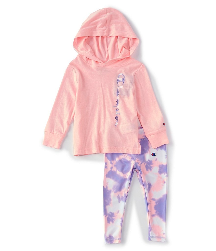 Champion Baby Girls 12-24 Months Long-Sleeve Hooded Tee & Tie-Dye Leggings Set