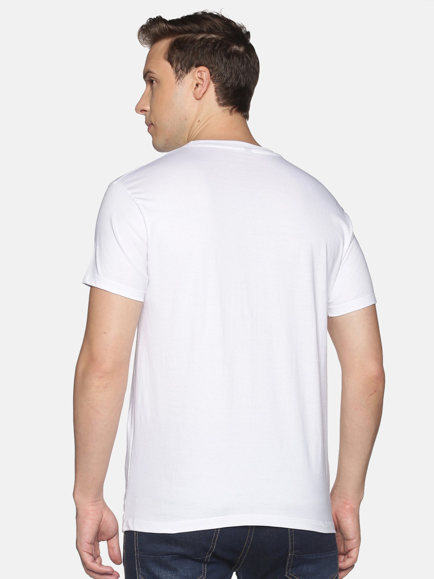 BLACK RADIO White Slim Fit Printed Cotton Crew T-Shirt