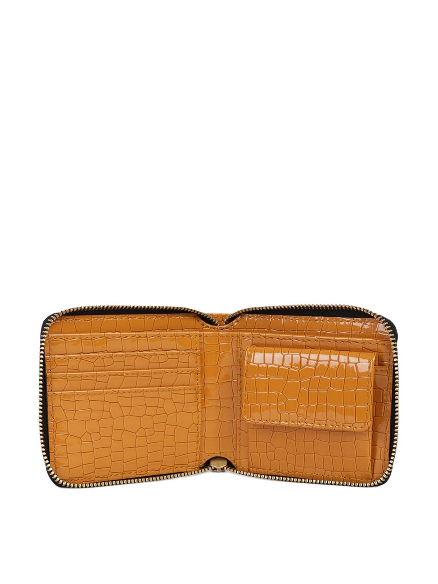 Bagsy Malone Yellow Textured Zip Around Wallet for Women