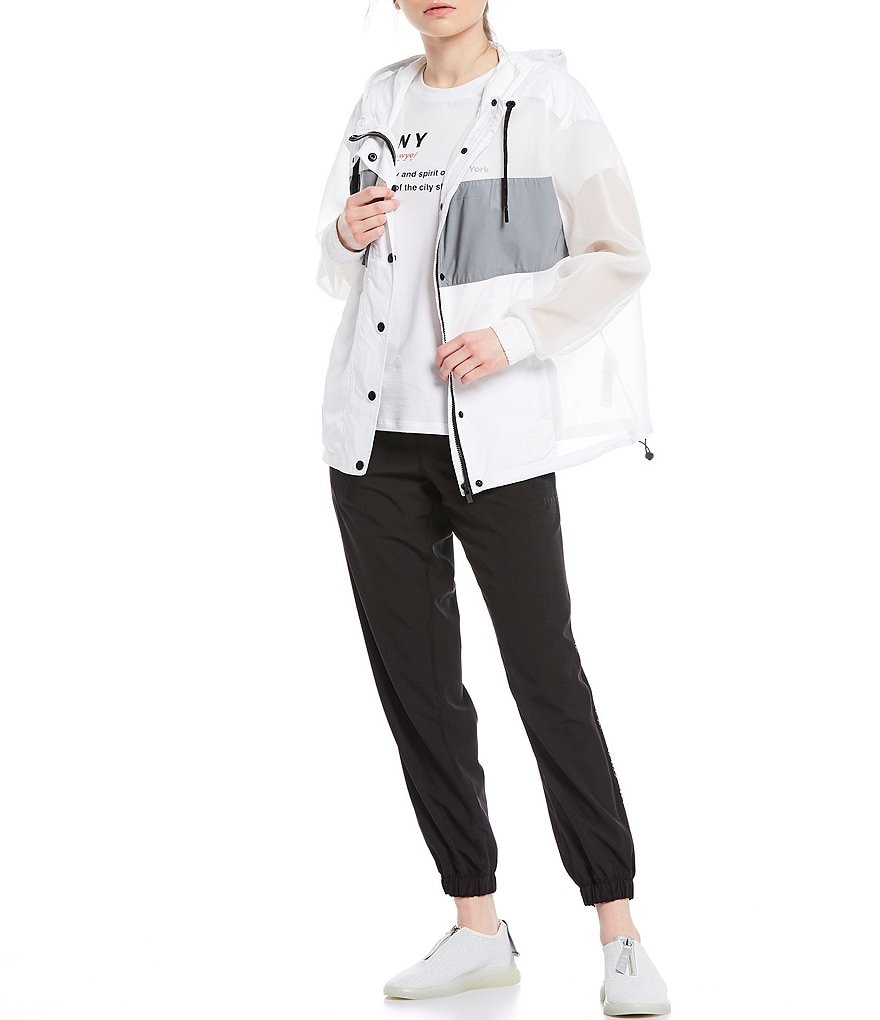 DKNY Sport Long Sleeve Colorblock Reflective Hooded Windbreaker Jacket