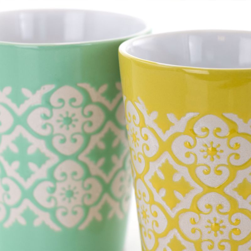 Gibson Home Windcrest 3 Piece 12.5 Ounce Cone Shaped Stoneware Cup Set in Assorted Colors