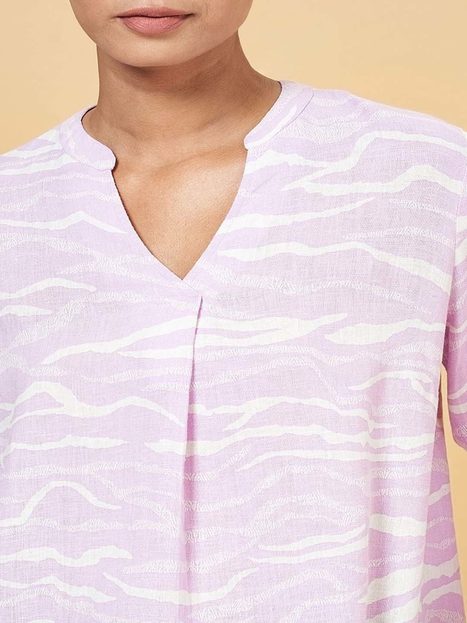 Annabelle by Pantaloons Lilac Linen Printed Top