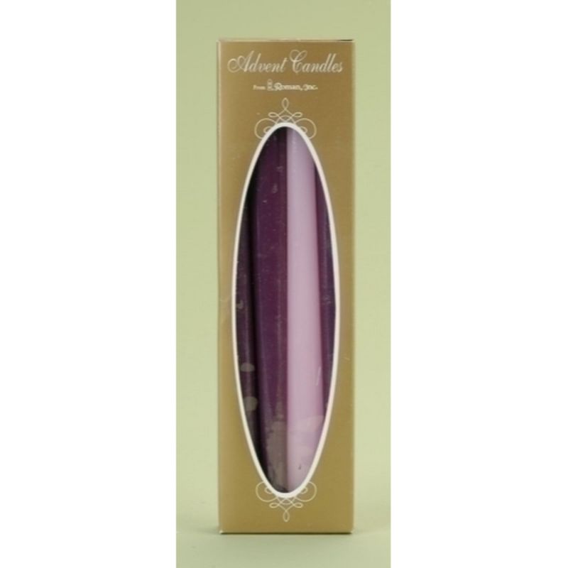 Roman 4ct Christmas Advent Taper Candle Set 10" - Purple/Pink