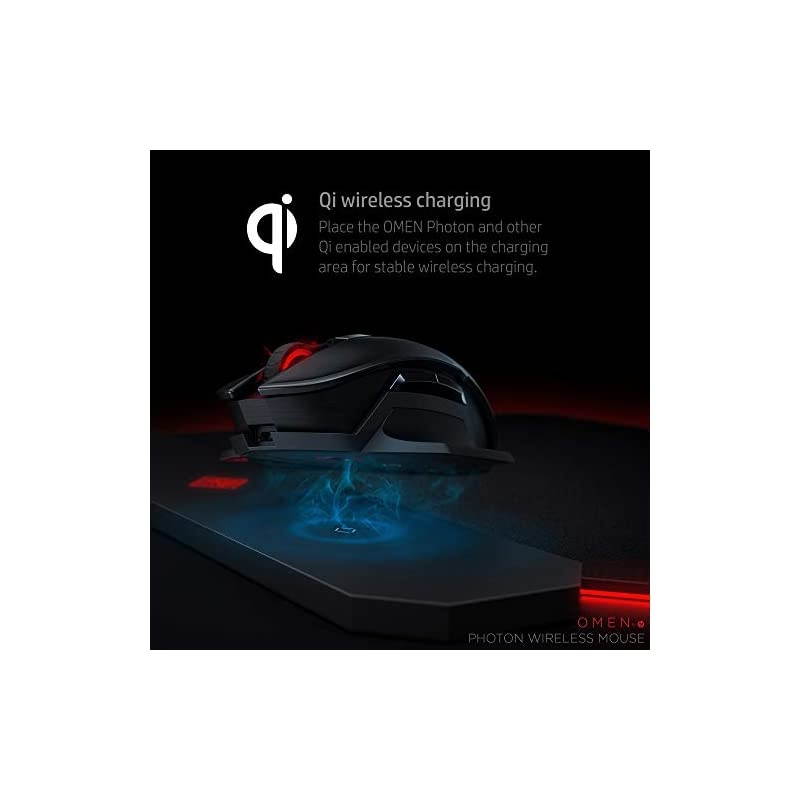 OMEN by  Photon Wireless Gaming Mouse with Qi Wireless Charging Programmable Buttons Custom RGB ESport DPI 6CL96AA