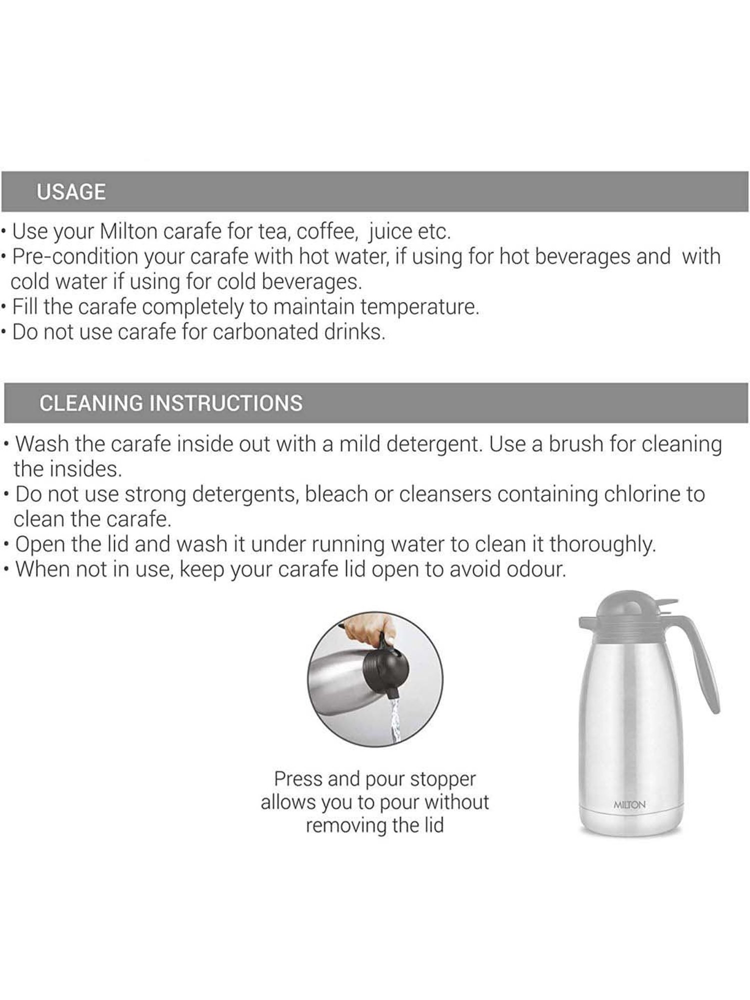 Milton Silver Stainless Steel Thermal Carafe (1500 ml) - Set of 1