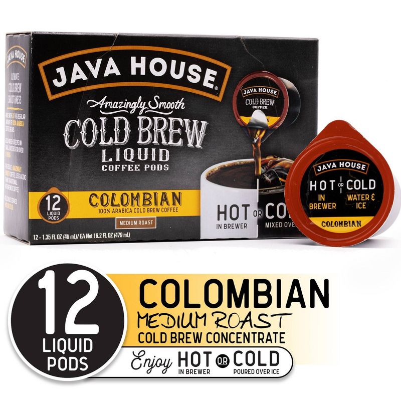Java House Cold Brew Colombian Black Medium Roast Single Serve - 12ct