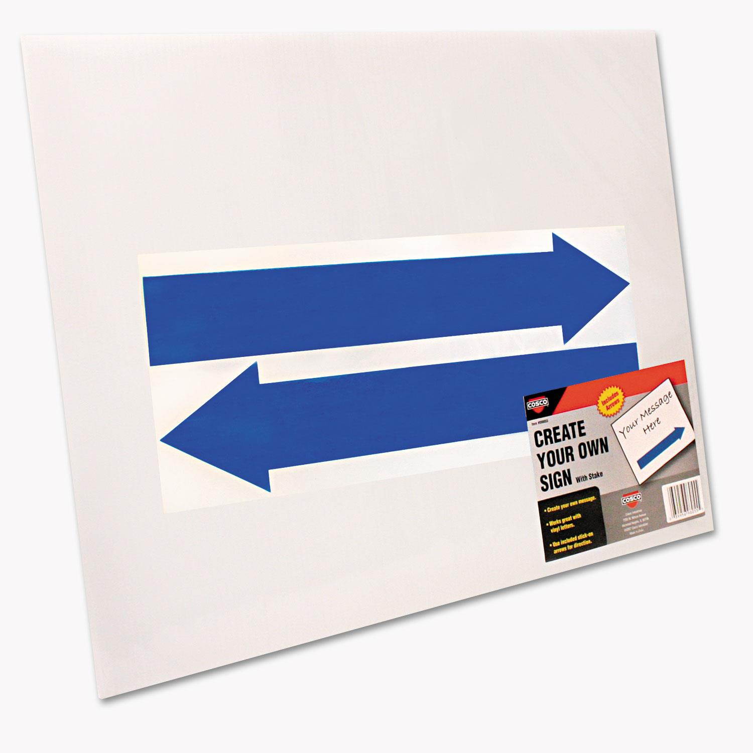 COSCO 098055 Stake Sign, Blank White, Includes Directional Arrows, 15 x 19
