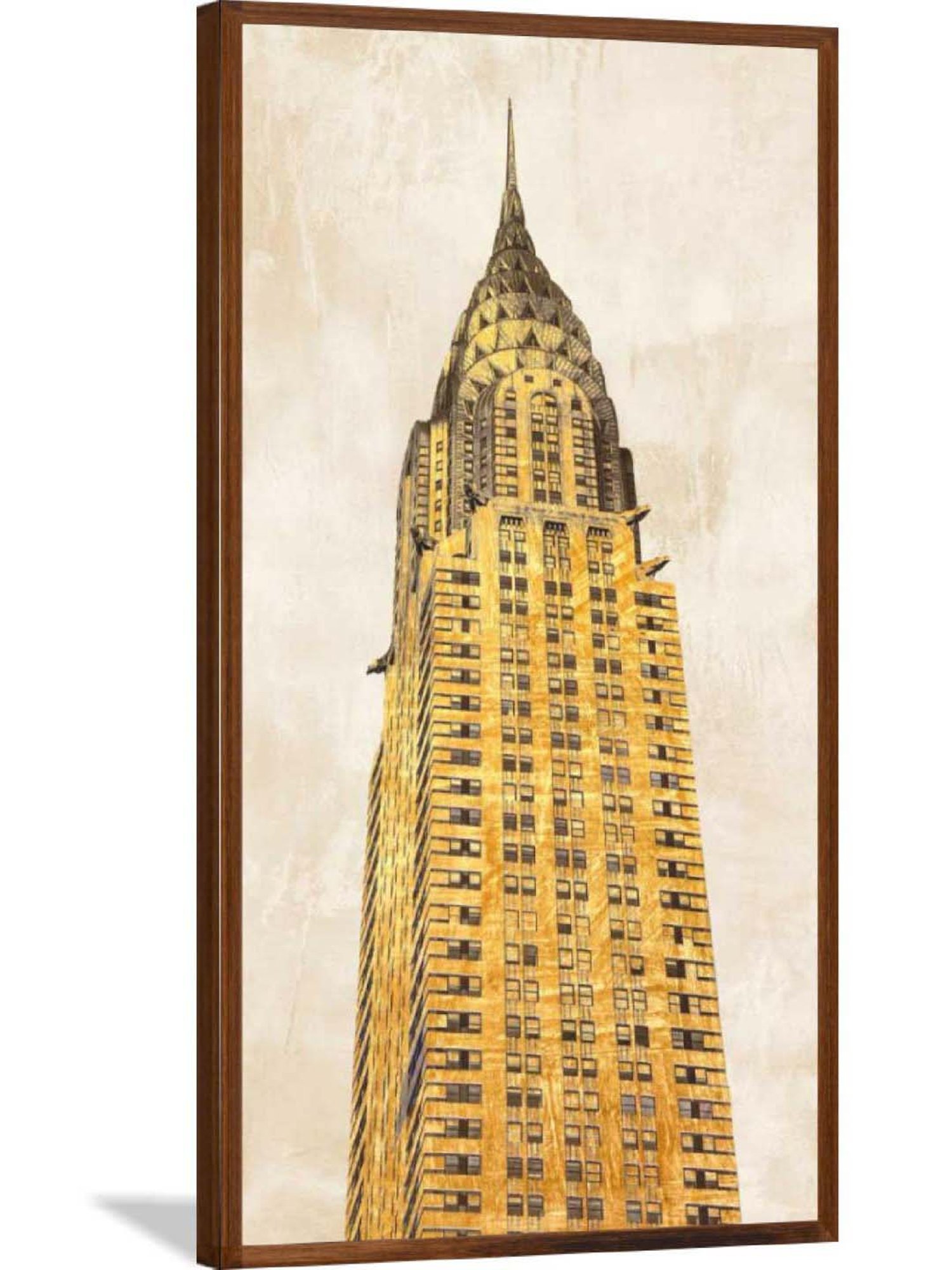 ARTE'VENUE Gilded Skyscraper Gold & Beige Canvas Wall Arts - Set of 3 (11 X 21 inch Each)