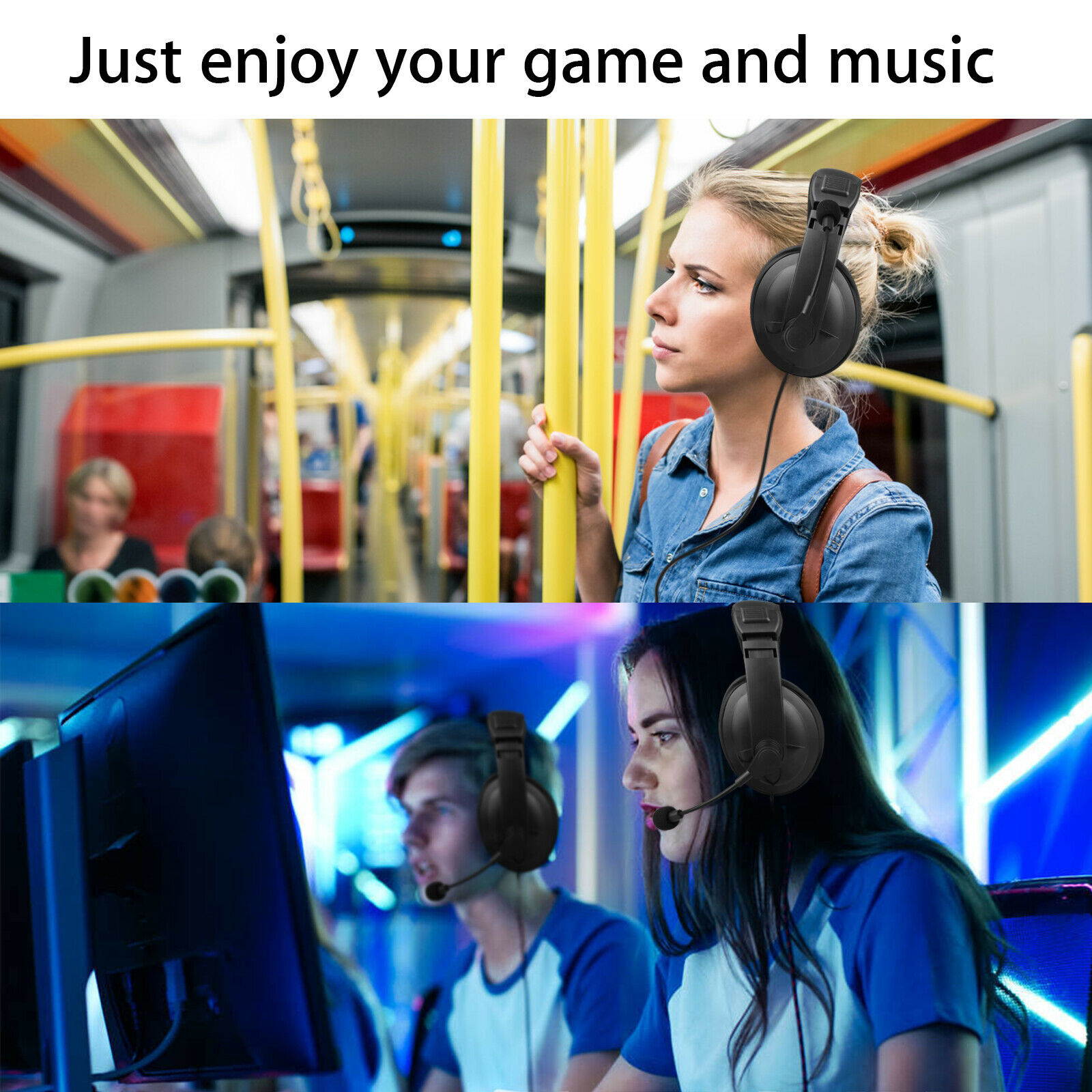 Wired Handsfree Earphone Headphones Headset With Mic For PC Computer Notebook