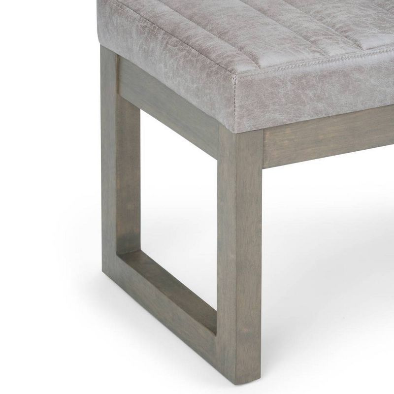 48" Kaufman Ottoman Bench Distressed Gray Taupe Faux Air Leather - WyndenHall