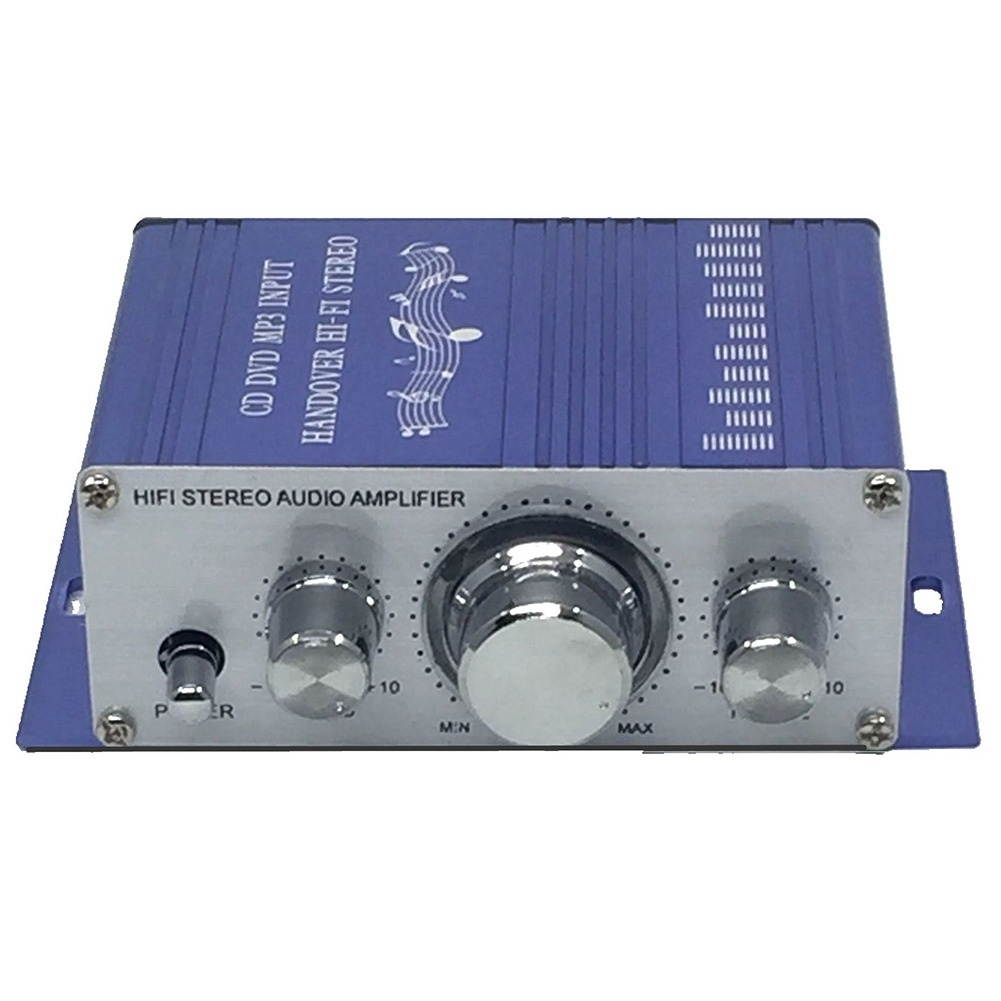 Kinter 12V Hot Selling Mini Hi-Fi Stereo Amplifier Audio MP3 Auto Car 2 Cananal Stereo DVD Speaker Blue