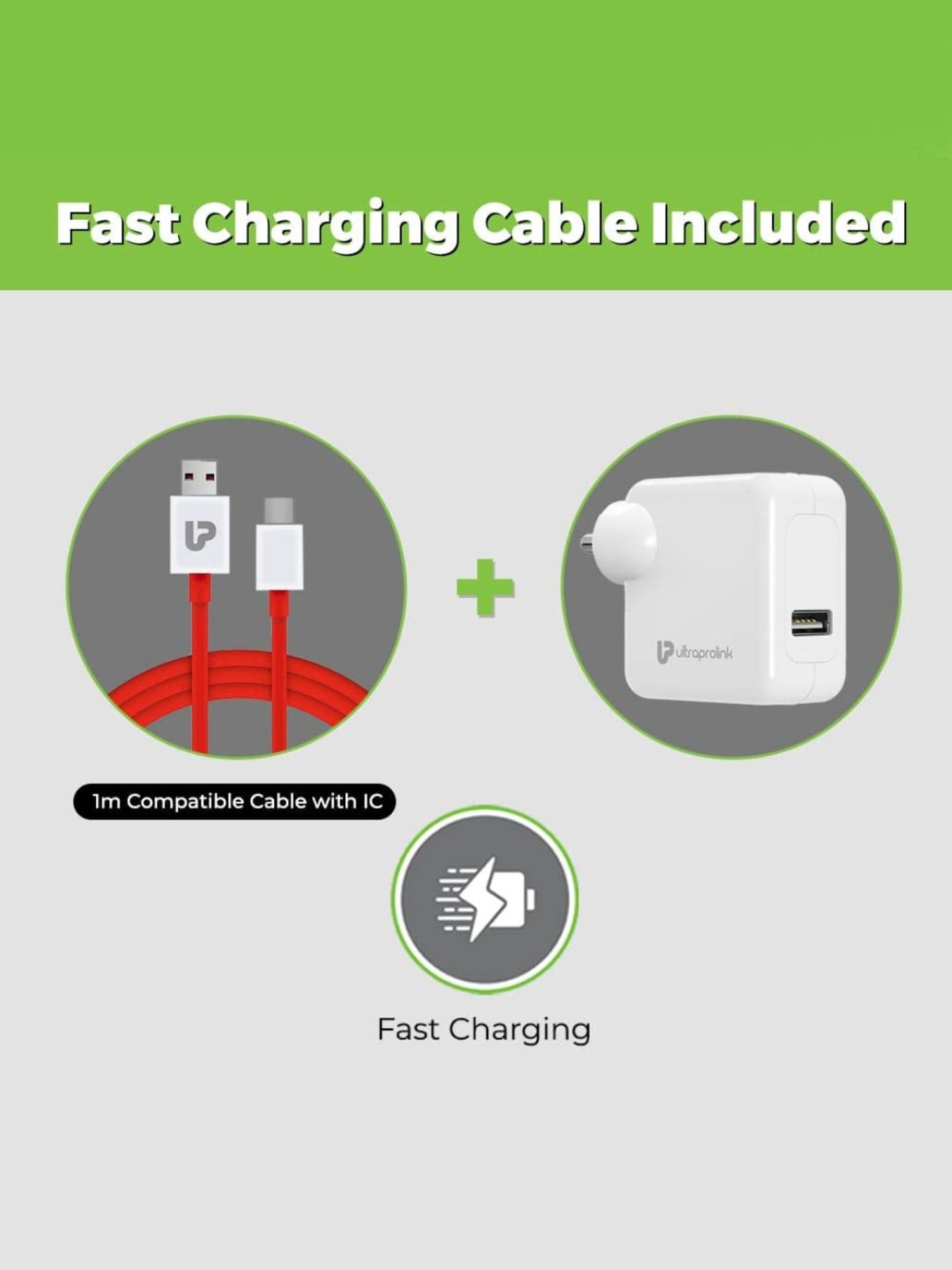 UltraProlink UM1077 Boost UFC 30W Multi-Protocol Fast Charger with Type C Cable (White)