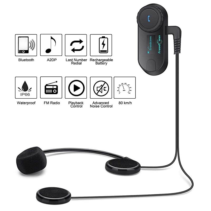 2 pcs Hard Mic Bluetooth Helmet Communication kit Intercom Systems for Motorcycle LCD Screen 800M TwoWay Handsfree Bluetooth Interphone Intercom Headset with FM Radio Waterproof