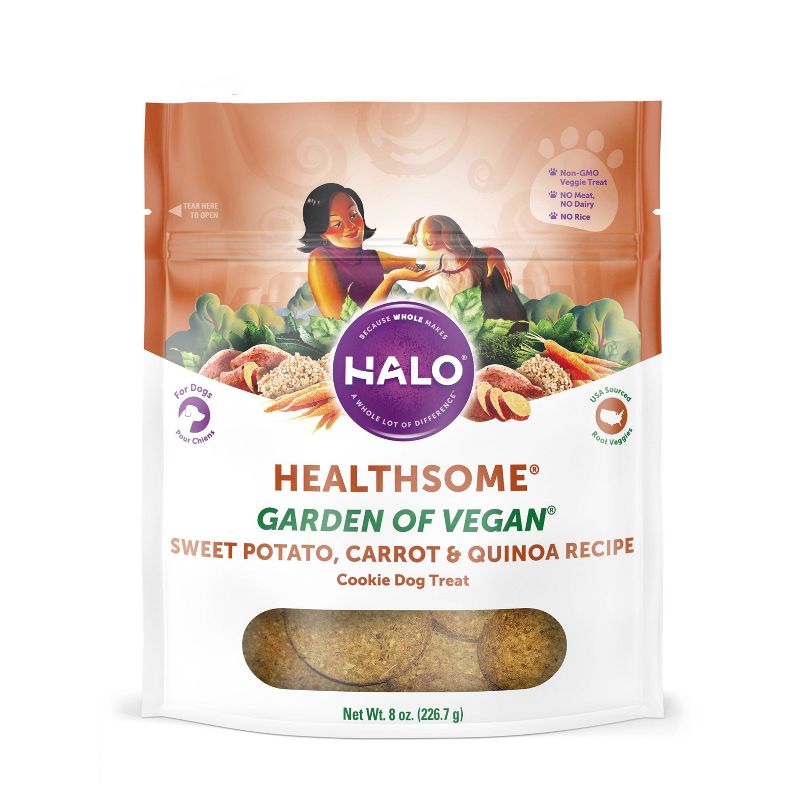 Halo Healthsome Garden of Vegan Sweet Potato Cookie Dry Dog Treat - 8oz
